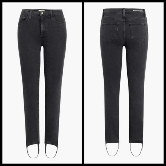 💕FAVORITE DAUGHTER💕 Evelyn High Rise Straight Leg Stirrup Jeans Storm Black 26 - Picture 6 of 16